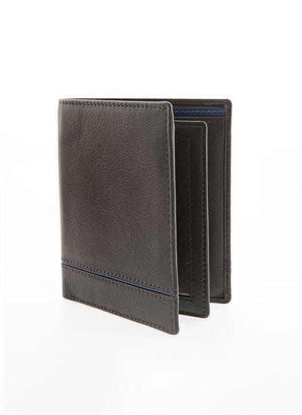 Dents Natural Grain Leather Wallet with RFID Blocking Protection - Chocolate/Royal Blue