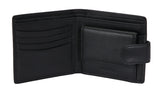 Nappa Leather Billfold Coin Pocket Wallet with RFID Protection in Black