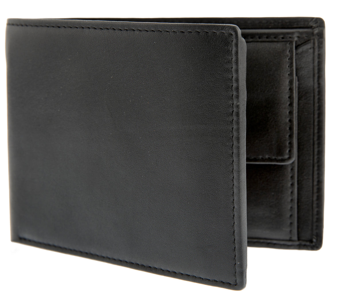 Nappa Leather Trifold Wallet with RFID Protection in Black