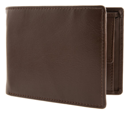 Nappa Leather Trifold Wallet with RFID Protection in English Tan