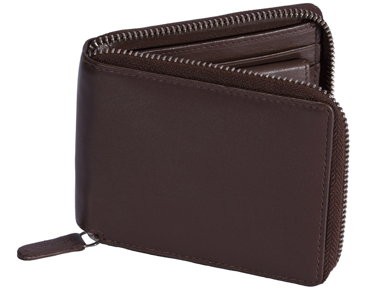 Dents Avon Zip Wallet Smooth Nappa Leather with RFID Blocking Protection - English Tan