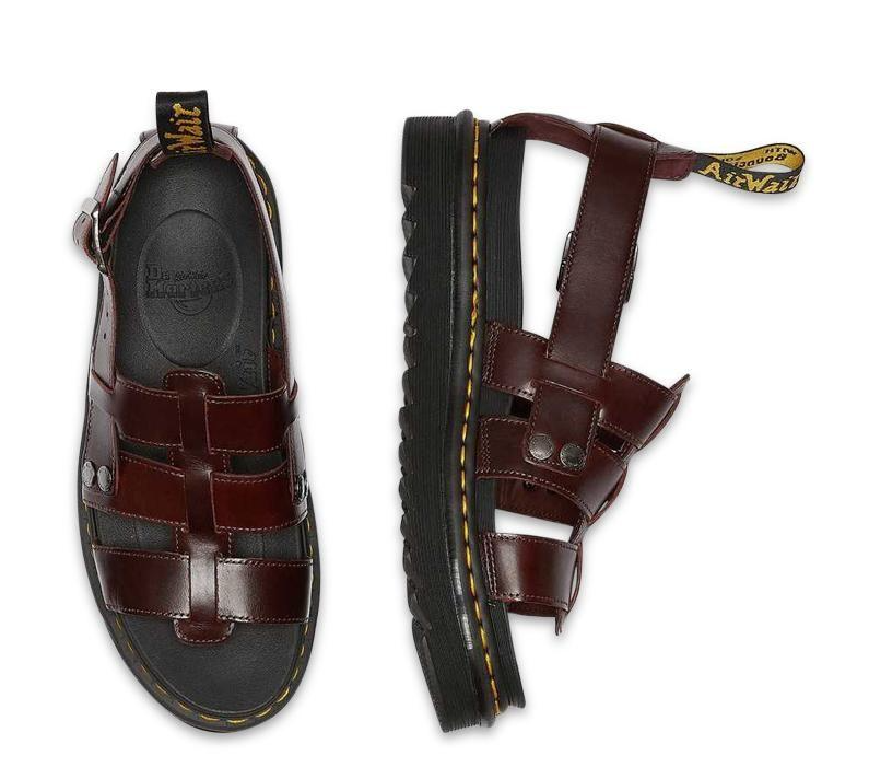 Dr. Martens Womens Terry Strap Leather Sandals Slides Shoes - Charro