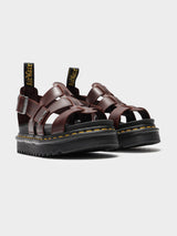 Dr. Martens Womens Terry Strap Leather Sandals Slides Shoes - Charro