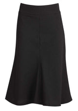 Womens Fluted 3/4 Length Below Knee Skirt Work Business - Black