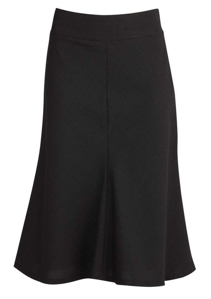 Womens Fluted 3/4 Length Below Knee Skirt Work Business - Black