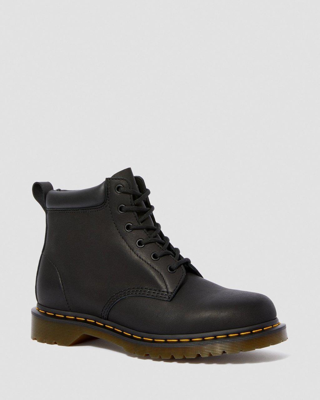 Dr. Martens 939 Ben Boots 6 Eye Mens Greasy Leather Shoes Leather Doc in Black