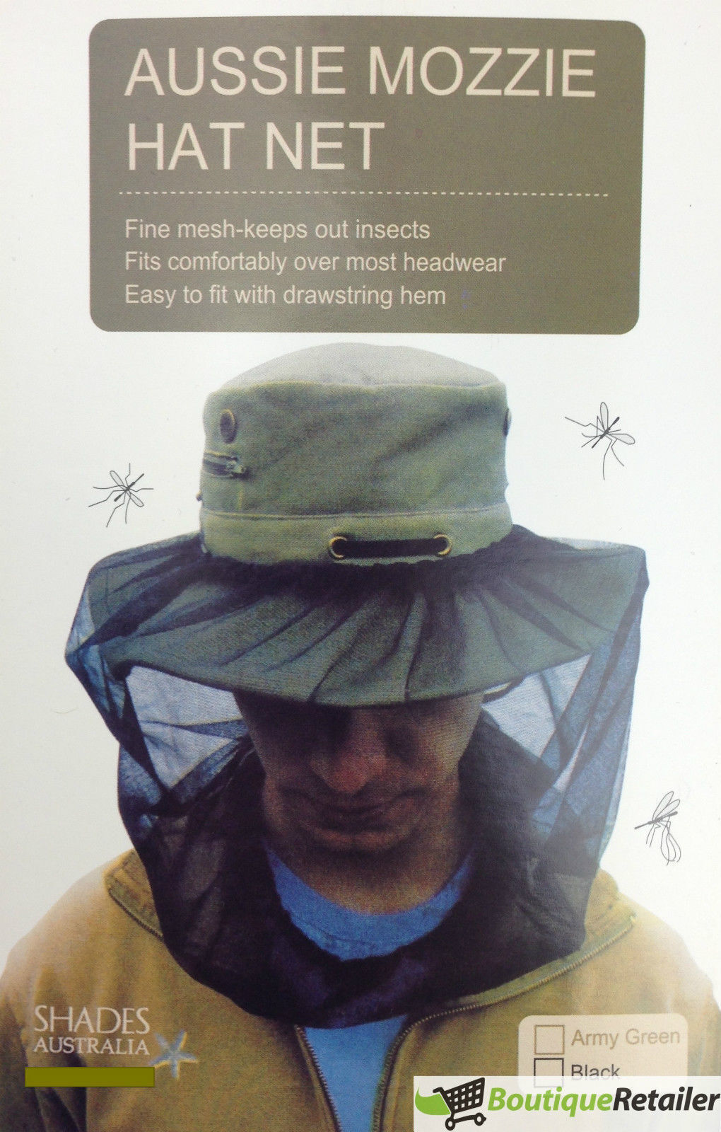 Mosquito Hat Net Head Protector Bee Bug Mesh Insect Mozzie Fishing Fly - Black