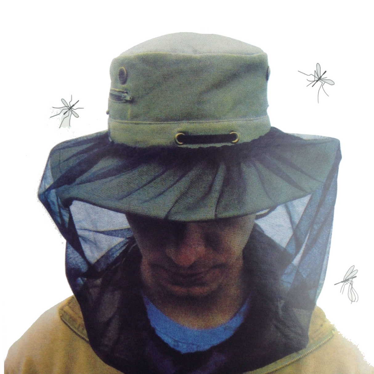 Mosquito Hat Net Head Protector Bee Bug Mesh Insect Mozzie Fishing Fly - Black