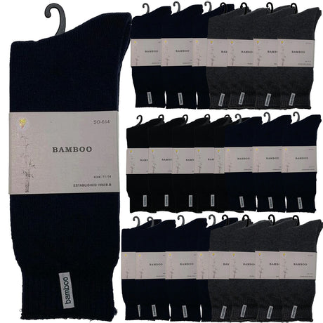 24 Pairs PREMIUM BAMBOO SOCKS Mens Heavy Duty Thick Work Socks BULK Cushion - Charcoal Grey