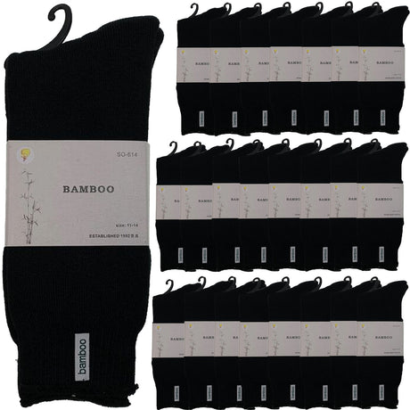 24 Pairs PREMIUM BAMBOO SOCKS Mens Heavy Duty Thick Work Socks BULK Cushion - Navy Blue