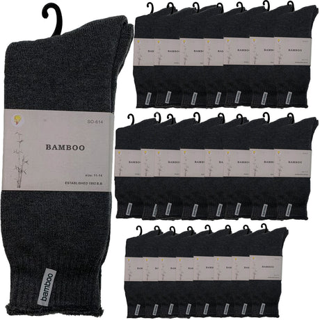 24 Pairs PREMIUM BAMBOO SOCKS Mens Heavy Duty Thick Work Socks BULK Cushion