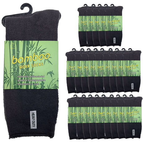 24 Pairs PREMIUM BAMBOO SOCKS Mens Heavy Duty Thick Work Socks Cushion BULK