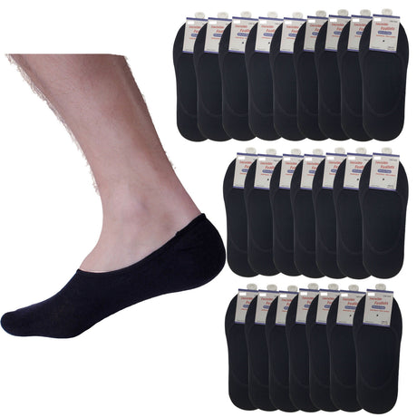 24x NO SHOW COTTON SOCKS Non Slip Heel Grip Low Cut Invisible Footlet Seamless - Beige