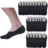 24x NO SHOW COTTON SOCKS Non Slip Heel Grip Low Cut Invisible Footlet Seamless - Black