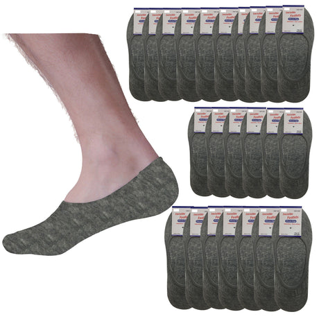 24x NO SHOW COTTON SOCKS Non Slip Heel Grip Low Cut Invisible Footlet Seamless