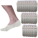 24x NO SHOW COTTON SOCKS Non Slip Heel Grip Low Cut Invisible Footlet Seamless