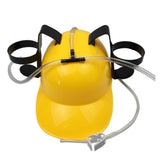 BEER DRINKING HELMET Drink Holder Costume Party Hat Oktoberfest - Yellow