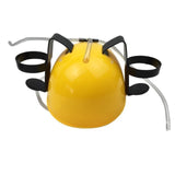 BEER DRINKING HELMET Drink Holder Costume Party Hat Oktoberfest - Yellow