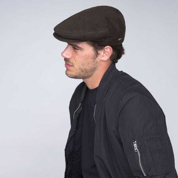 Bailey Mens Lord Wool Ivy Newsboy Flat Cap Hat Made in Italy - Charcoal/Black