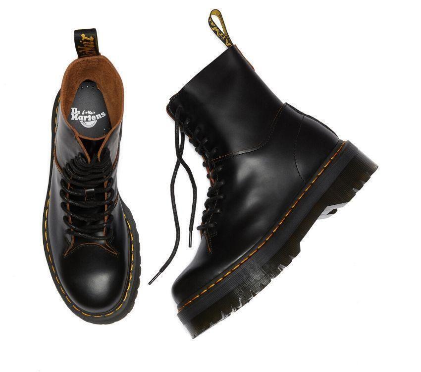 Dr. Martens Womens Jadon Decon 10 Eye Boots Shoes Shoes - Black Vintage Smooth