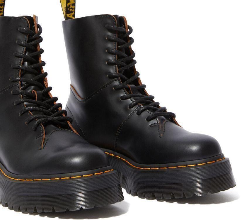 Dr. Martens Womens Jadon Decon 10 Eye Boots Shoes Shoes - Black Vintage Smooth