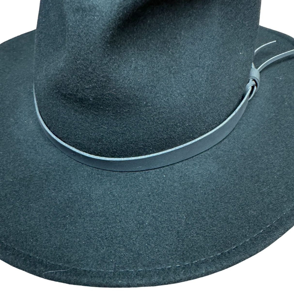 100% Soft Wool Felt Western Cowboy Hat with Leather Trim in Black S (57cm)