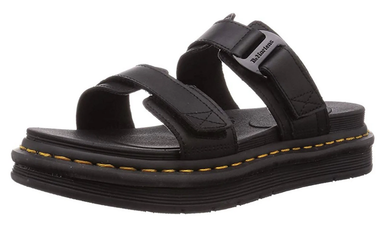 Dr. Martens Womens Chilton Slide Leather Sandal w/ Adjustable Strap-Black Hydro