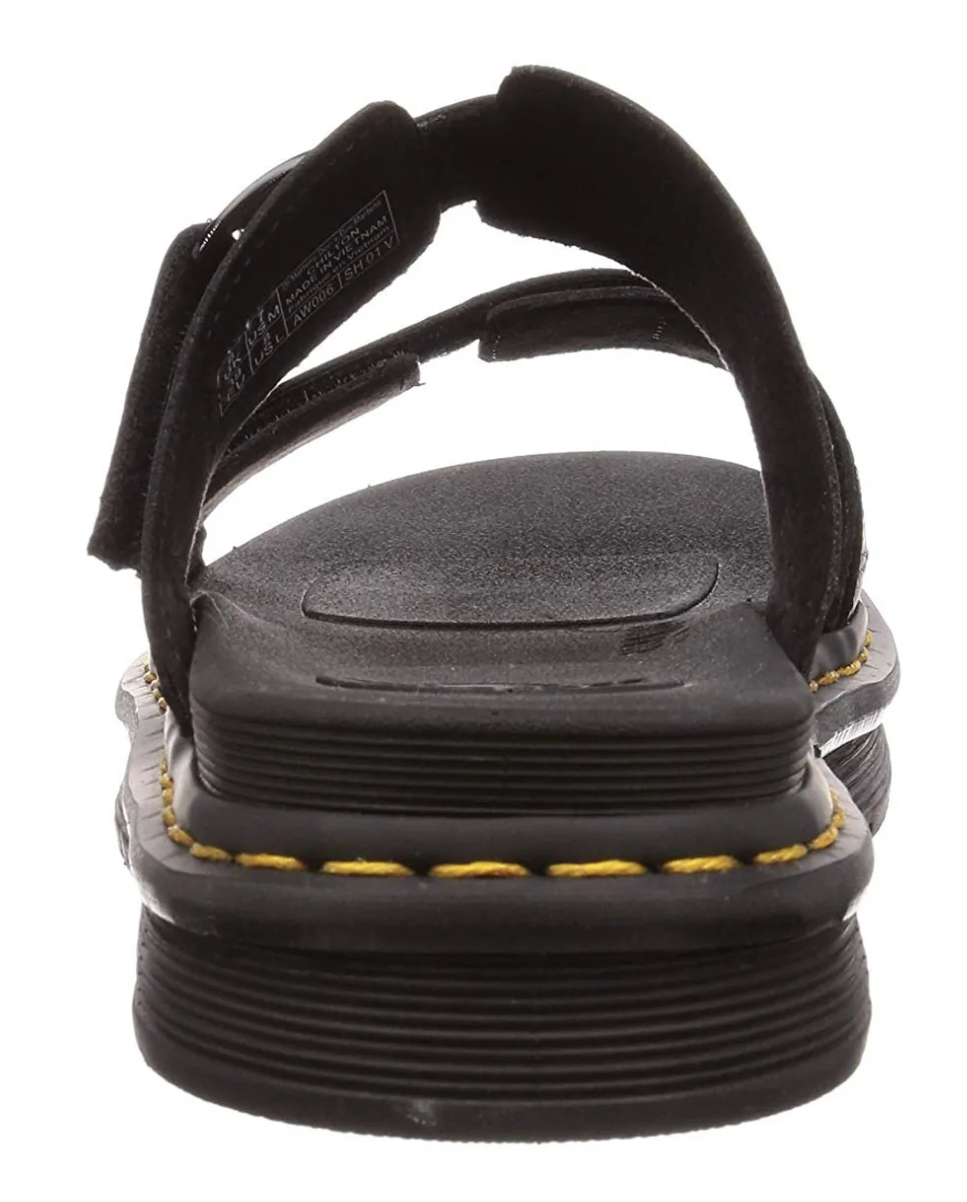 Dr. Martens Womens Chilton Slide Leather Sandal w/ Adjustable Strap-Black Hydro