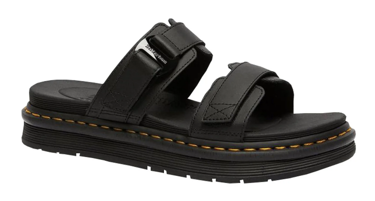 Dr. Martens Womens Chilton Slide Leather Sandal w/ Adjustable Strap-Black Hydro