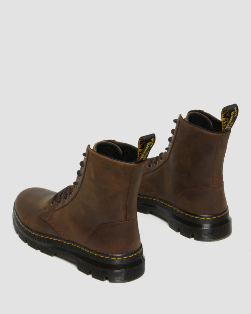 Dr. Martens Combs Leather 8 Eye Boots Shoes Combat in Crazy Horse Gaucho