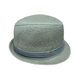 Avenel Washed Canvas Trilby Hat with Leather Look Trim - Khaki