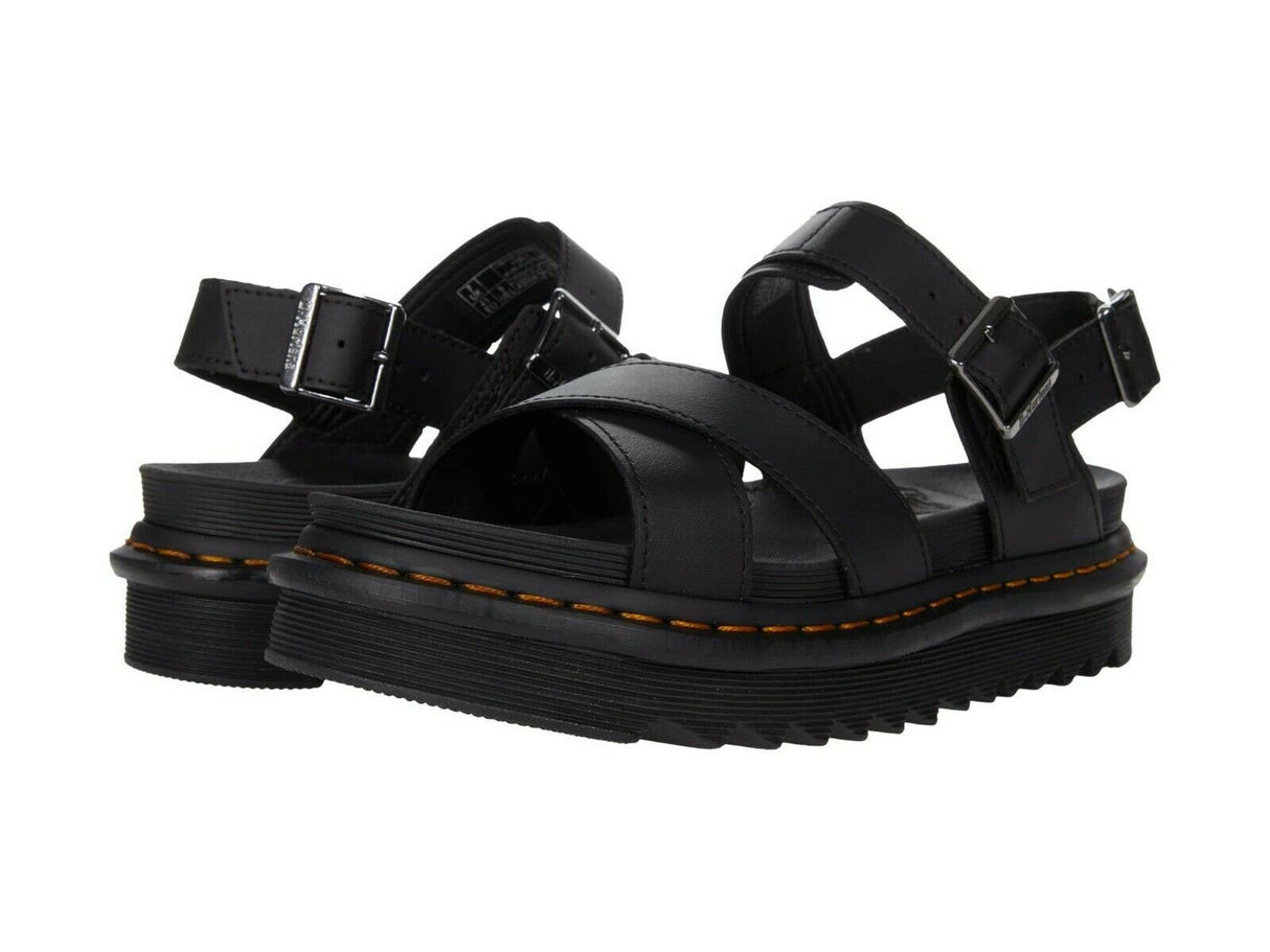 Dr. Martens Womens Voss II Hydro Leather Sandals w Adjustable Buckle - Black