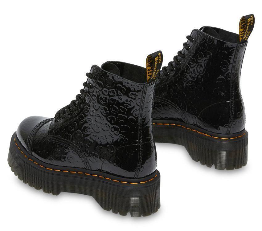 Dr Martens Womens Sinclair Jungle Boots Patent Lamper Leopard Emboss - Black