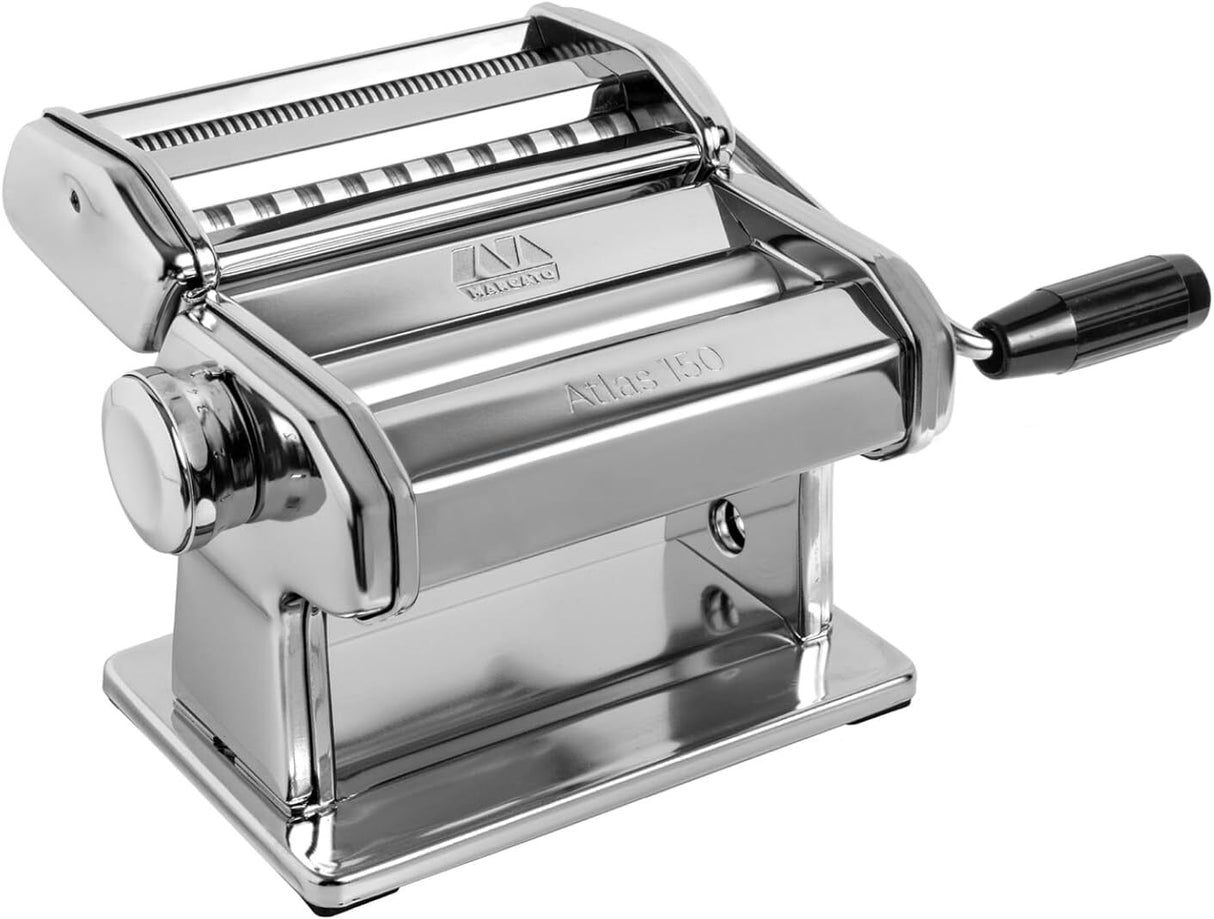 Marcato Atlas 150 Pasta Maker Machine Manual Pasta Roller Adjustable Dough Thickness - Silver