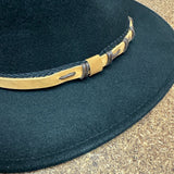 100% Wool Felt Western Cowboy Hat with Leather/Hessian Trim in Black