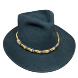 100% Wool Felt Western Cowboy Hat with Leather/Hessian Trim in Black