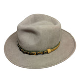 100% Wool Felt Western Cowboy Hat with Leather/Hessian Trim in Khaki