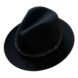 Avenel Mens Wool Felt Safari Hat w/ Hessian & Leather Look Trim - Black