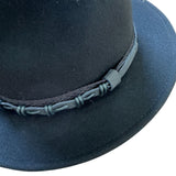 Avenel Mens Wool Felt Safari Hat w/ Hessian & Leather Look Trim - Black