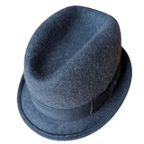 Mens 100% Wool Soft Felt Stingy Brim Trilby Hat w Band in Charcoal