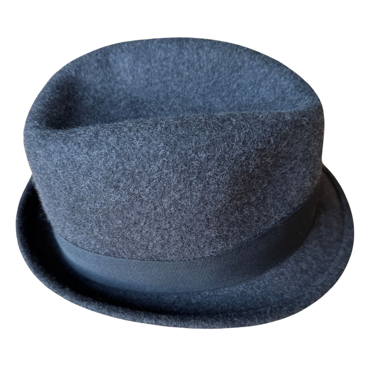 Mens 100% Wool Soft Felt Stingy Brim Trilby Hat w Band in Charcoal