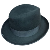 100% Wool Felt Mens Homburg Hat Fedora Trilby in Black Size Medium