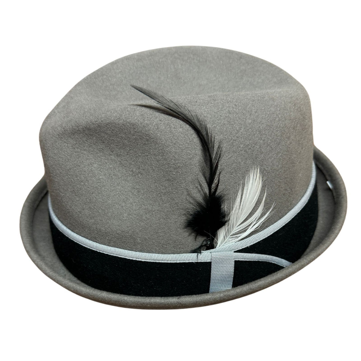 100% Wool Mens Stingy Gutter Brim Felt Hat with Petersham Trim in Grey M