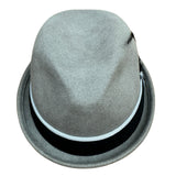 100% Wool Mens Stingy Gutter Brim Felt Hat with Petersham Trim in Grey M