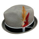 100% Wool Mens Stingy Gutter Brim Felt Hat with Petersham Trim in Grey M