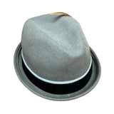 100% Wool Mens Stingy Gutter Brim Felt Hat with Petersham Trim in Grey M