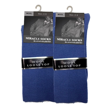 2x Pairs MERINO WOOL Rich LOOSE TOP SOCKS Dress Medical Circulation - Charcoal