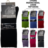 2x Pairs MERINO WOOL Rich LOOSE TOP SOCKS Dress Medical Circulation