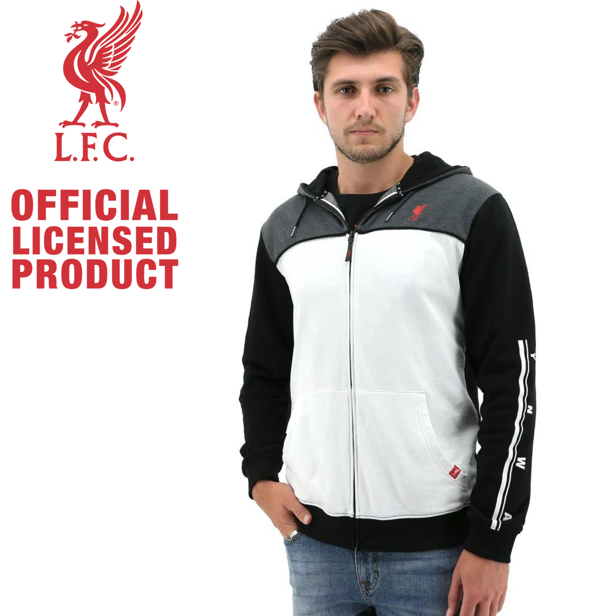 Liverpool FC Mens Zip Hoodie Jumper Winter Warm Soccer Football YNWA Hoody