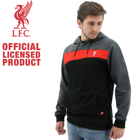 Liverpool FC Mens Hoodie Jumper Winter Warm Soccer Football LFC - Black/Red/Grey